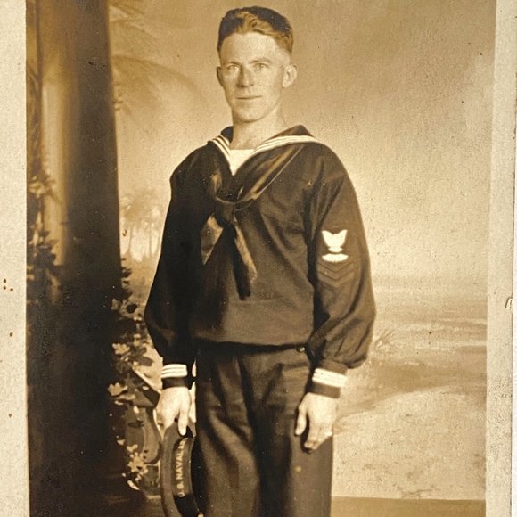 RPPC 1918 US Navy WWI Sailor Studio Portrait Pensacola AZO Divided Back Postcard